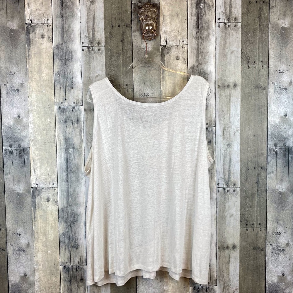 Eileen Fisher Organic Linen Jersey Tank in White Size 3X. - Picture 3 of 9